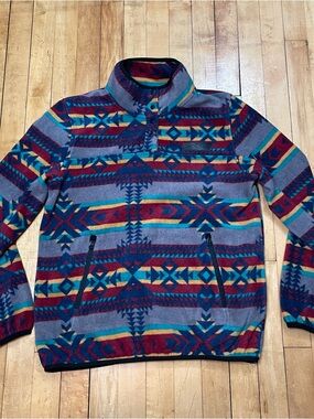Kavu Women's Multicolor Aztec Cavanaugh Snap Neck Pullover Fleece Geometri